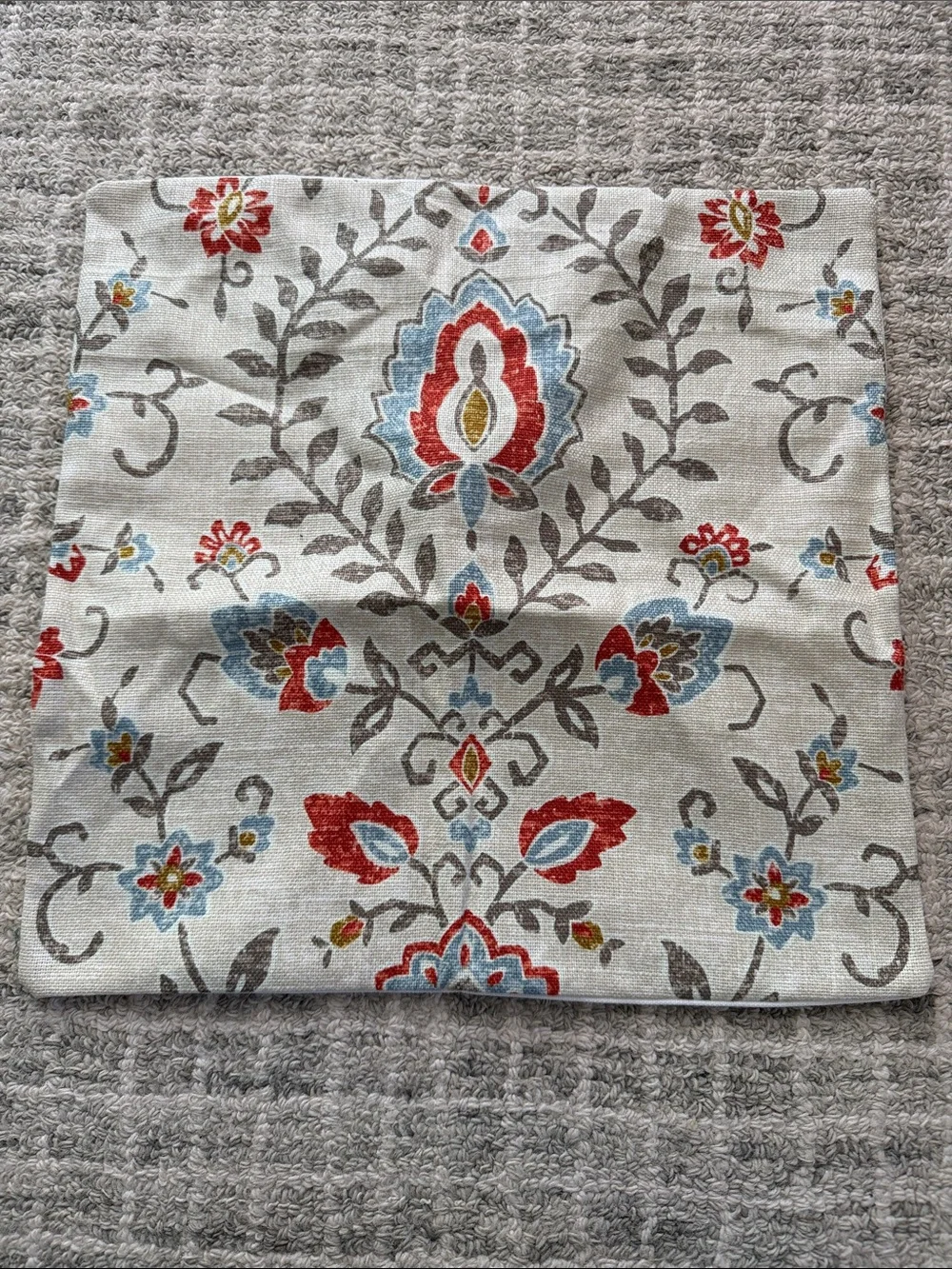 Throw pillow cover, 15.5”x15.5” floral, rust, blue, beige NWOT